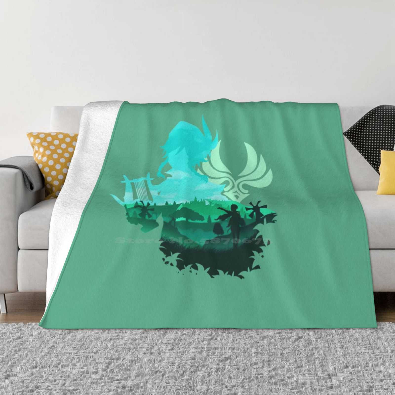 Venti Vision Soft Warm Blanket Sofa/Bed/Travel Love Gifts Genshin Impact Venti Venti Fanart Venti Illustation 30x40in