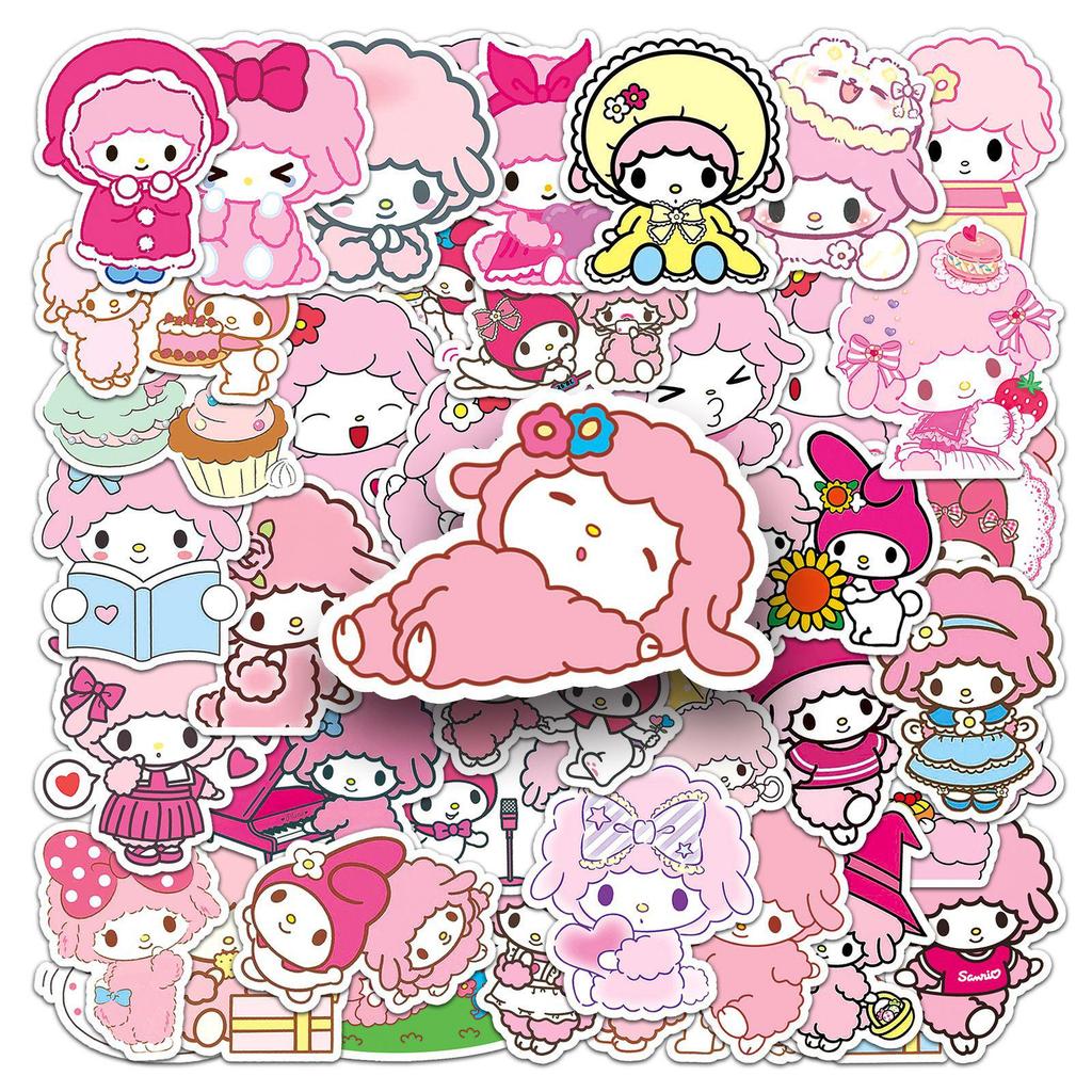 50 Pink Curly Hair Bini Ai Nuo Stickers for Decorating Luggage, Computers, Phone Cases, Planners, and More (50 Sheets)