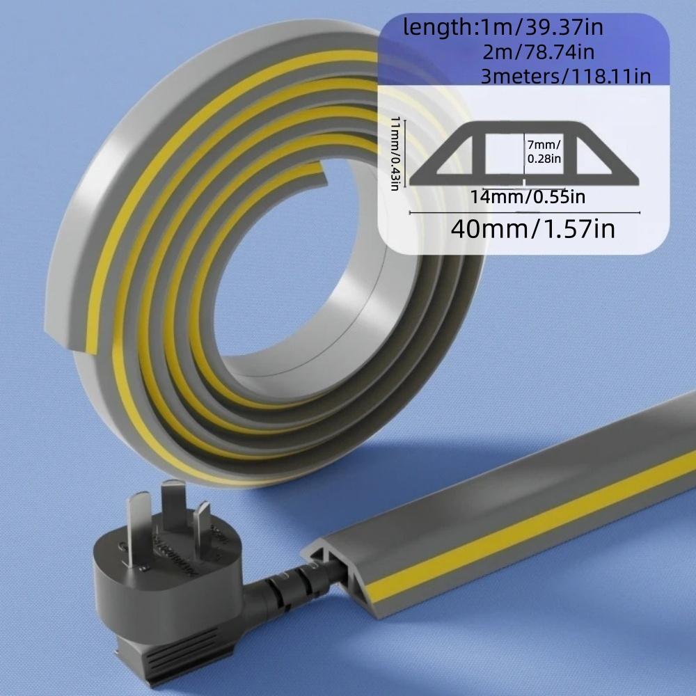 1pc 1m/2m/3metersX4cm Floor Cord Cover for Wire Self Adhesive Cable Cavity Management PVC Cord Power Floor Wire Protector Cover