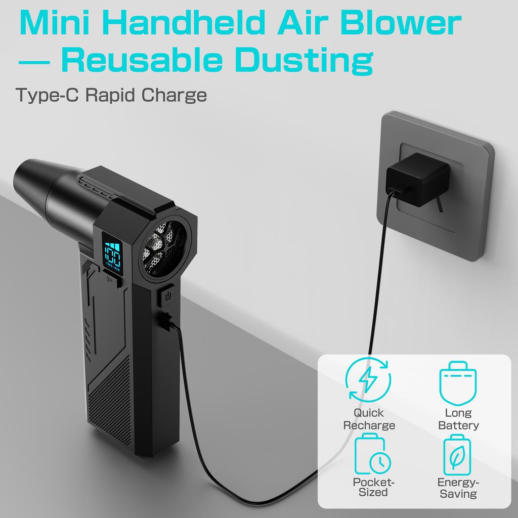 Handheld Turbo Jet Fan High Speed Violent Fan Type-C Charging 130000RPM 2025 With Brush Cleaning Blower Tool Powerful Air Blower Portable