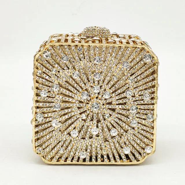 Boutique De FGG (in stock) Crystal Women Evening Clutch Bag Wedding Bridal Minaudiere Box Rhinestone Handbags and Purses
