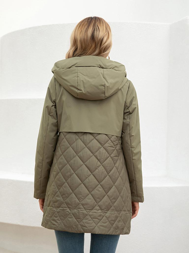 Cinemore New women's jacket spring High-Quality Mid-Length  Women coat Stitching Hooded Design Windproof Casual parkas 8226