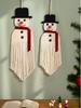 Cute Macrame Snowman Wall Hanging Decor Christmas Snowman with Tassel Design Festive Ornament for Home Wall,Xmas Tree&Party Gift