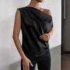 Summer New Fashion Skew Collar Loose Women's Shirts Elegant Single Shoulder Asymmetric Casual Blouses Tops Women Simple Slim Fit Shirt Female 26423
