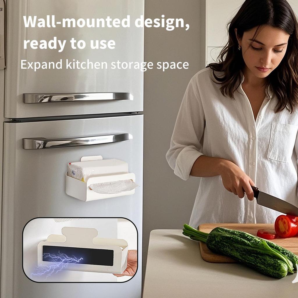 Magnetic Paper Towel Holder Magnetic Storage Box Paper Towel Holder Wall Mount Dispenser Container Refrigerator Organizer