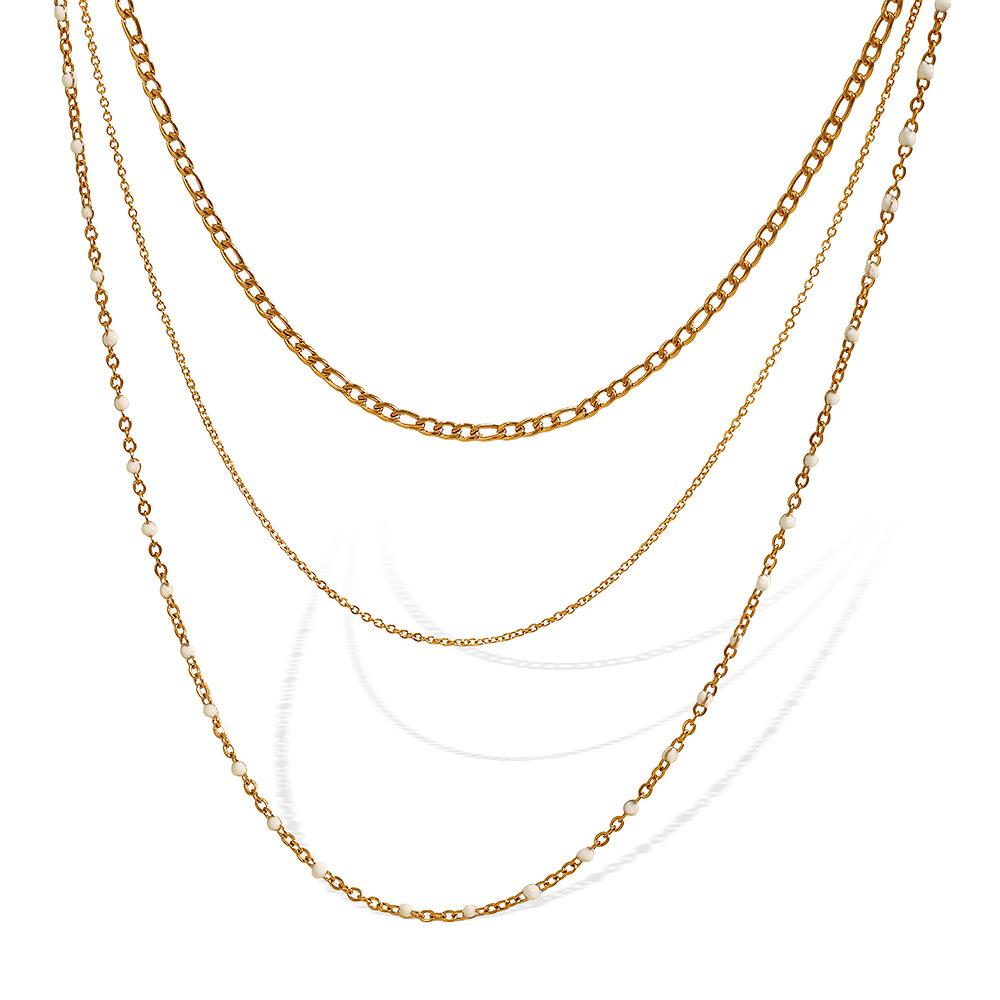 European and American ins wind-plated 18k gold three-layer versatile titanium steel non-fading jewelry