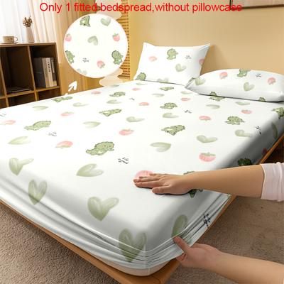 1 Cartoon Cute Animal Dinosaur Printed Matte Fitted Sheet, Bedroom Printed Bed Cover, Bedding (Excluding Pillowcases)