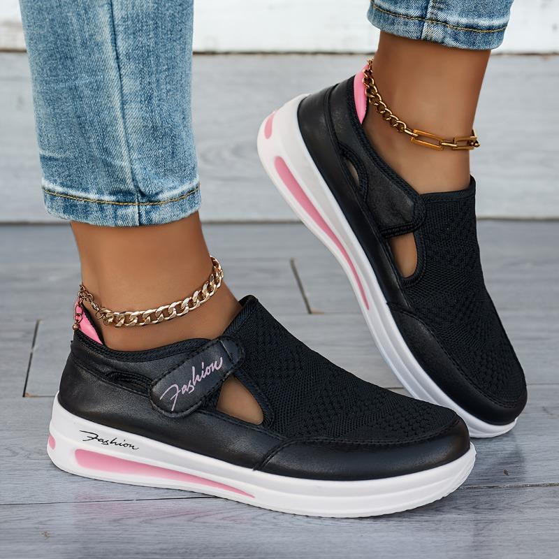 Nuove Scarpe Singole Casual di Taglia Grande per Donna in Primavera ed Estate, Caratterizzate da Suola Piatta, Tessuto Intrecciato Traspirante, Velcro, Rete Casual
