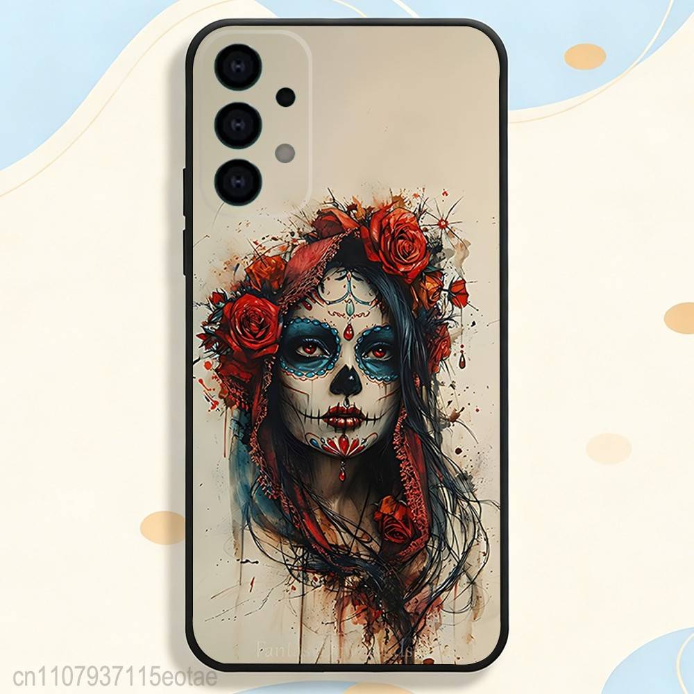Day of the Dead Mexican C-Catrina Skull Case for Samsung S26 S24 S22 S25 Ultra S9 S20 FE S23 Plus S10 S21 Shockproof Funda Cover