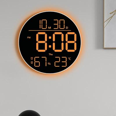 Dynamic Lighting Wall Clock Large Quiet Mechanism Modern Household Temperature Functionality J0MC