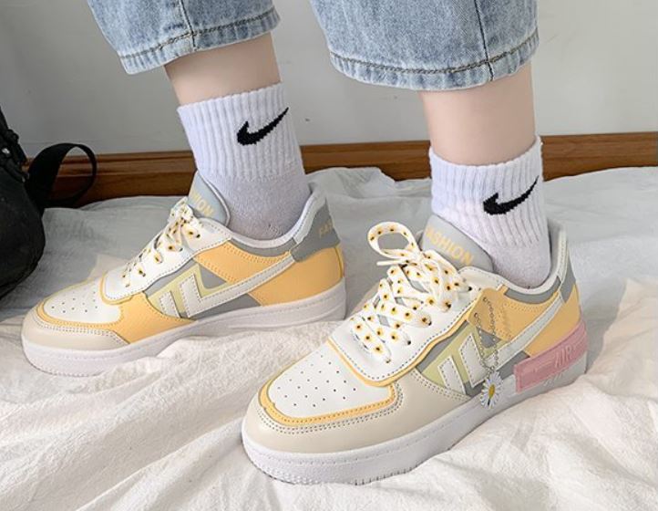 

Модные кроссовки цвета конфеты женские синие дизайнерские классические дышащие повседневные кроссовки женские уличные прогулочные теннисные маленькие белые туфли 40 жёлтый