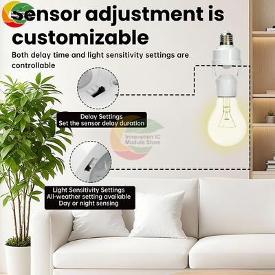 Ac 100-240v Infrared Human Body Sensor E27 Socket Converter Wiring Free Sensor Lamp Head Infrared Sensor Switch Control