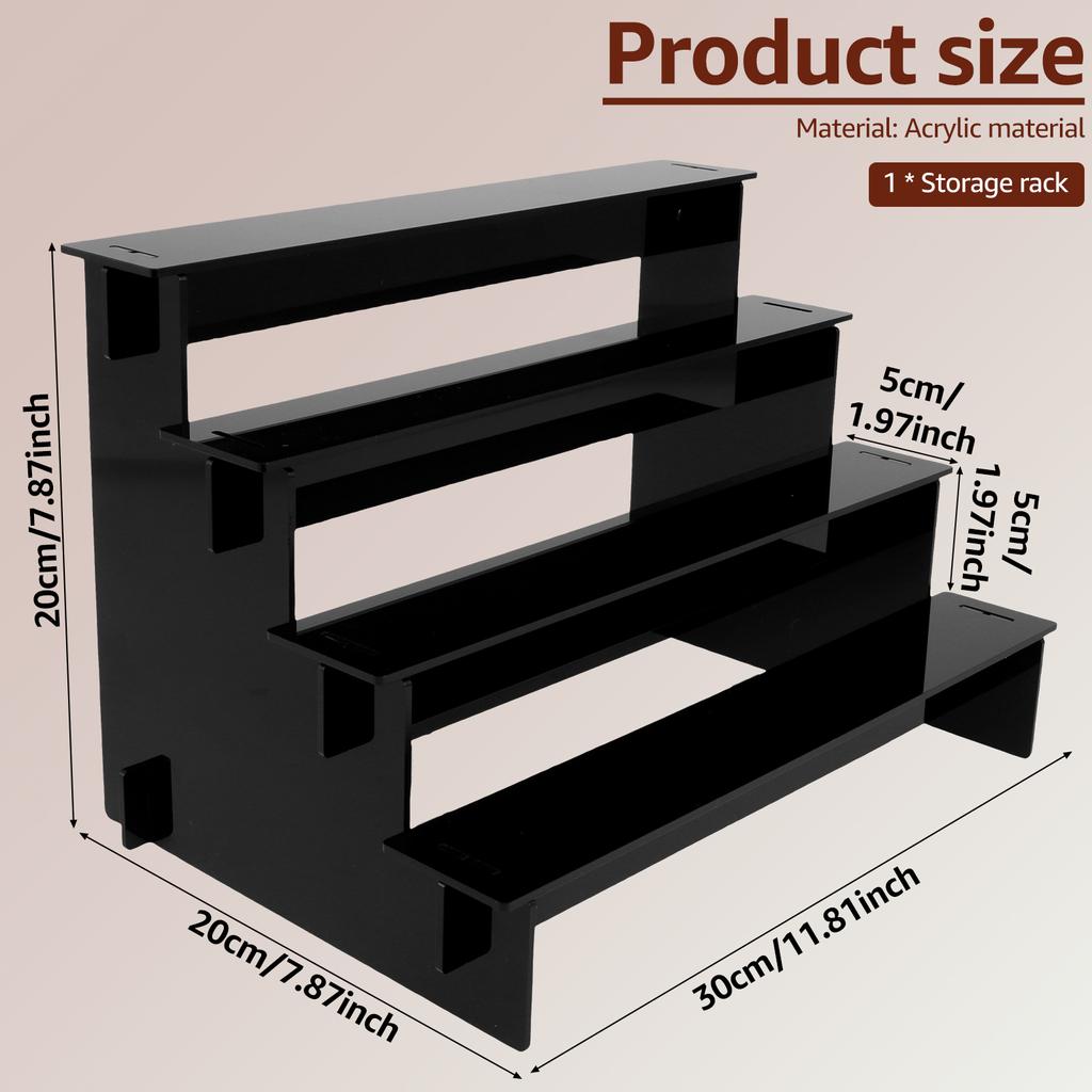 4 Tier Acrylic Display Stand Transparent Perfume Cupcake Jewelry Cosmetic Doll Clear Storage Shelf Blind Box Organizer