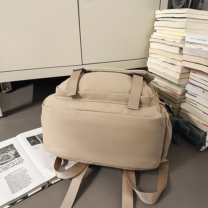 Student Schoolbag Couple Solid Color Backpack Lightweight Large Capacity Backpack