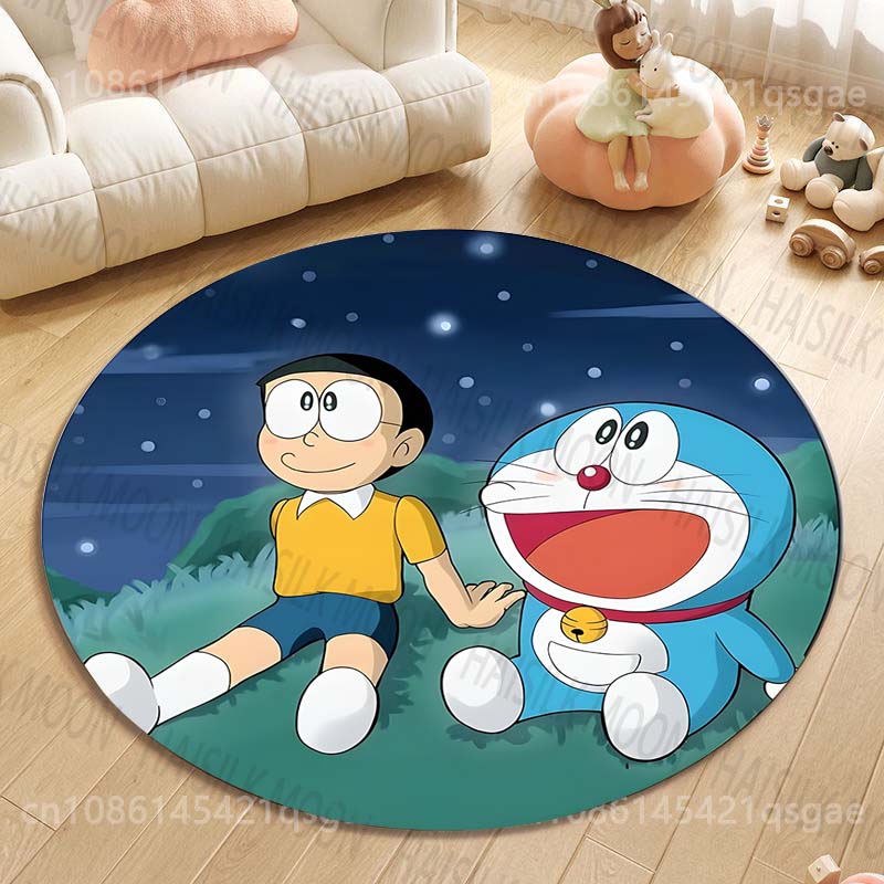 Multiple Styles Japan Cute Doraemon Print Round Rugs for Living Room Bedroom Floor Mats Kids Room Household Carpet Home Decor