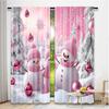 Set Of 2 Flat Printing Christmas Hot Party Curtains Pink Frosty Friends Digital Printed Polyester Drapes Decorations Use Made