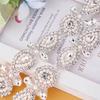 Handgefertigte Luxus Silber Blume Diamant Aufnäher mit Kristall Strass Perlen Brautverzierungen für Bekleidung & Schuhdekoration