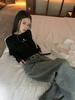 Black Pure Desire Style Short/Long Sleeved T-Shirt - Slim Fit Autumn Top for Women
