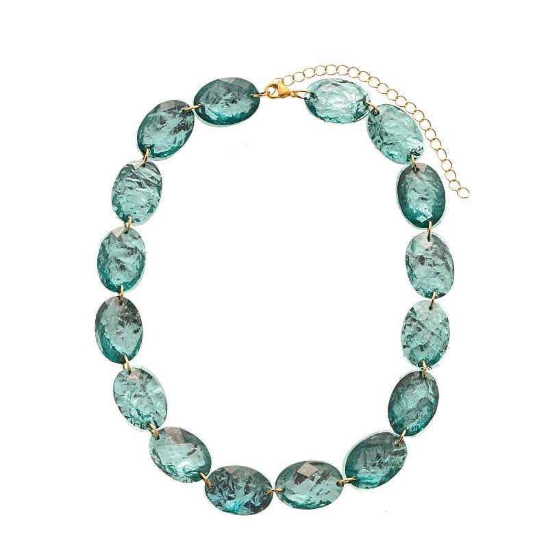 Vintage niche resin oval geometric clavicle chain fashion simple temperament high sense necklace women