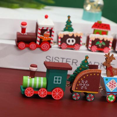 Train Élan en Bois de Noël Cadeaux Maternelle Ornements de Bureau Cadeaux pour Enfants Décoration de Pièce Accessoires de Noël