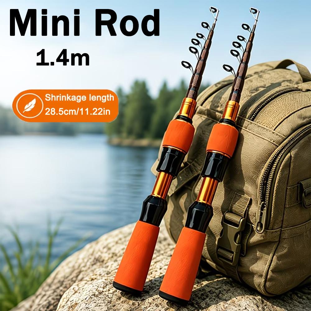 Stijlvolle Oranje Draagbare Telescopische Carbon Vaste Hengel met Comfortabel EVA Handvat voor Alle Wateren Perfect Cadeau voor Vrouwen en Meisjes