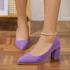 Solid Color Plus Size 36-43 Thick Square Heels Pumps for Women High Heel Pointed Toe Basic Pumps 2025 Autumn Slip On Party Shoes