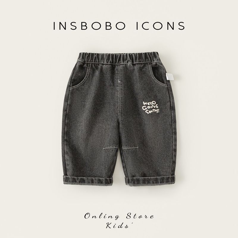 Insbobo Boys  Pants Baby Jeans 2026 Spring New Children s Clothing Kids  Long Pants Spring and Autumn Casual Pants Black 73