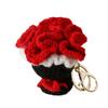 Crocheted Carnation Bag Pendant Ornament Key Rings Holders Unique Handheld Flower Design Creative Gift Decorative 5 Colors