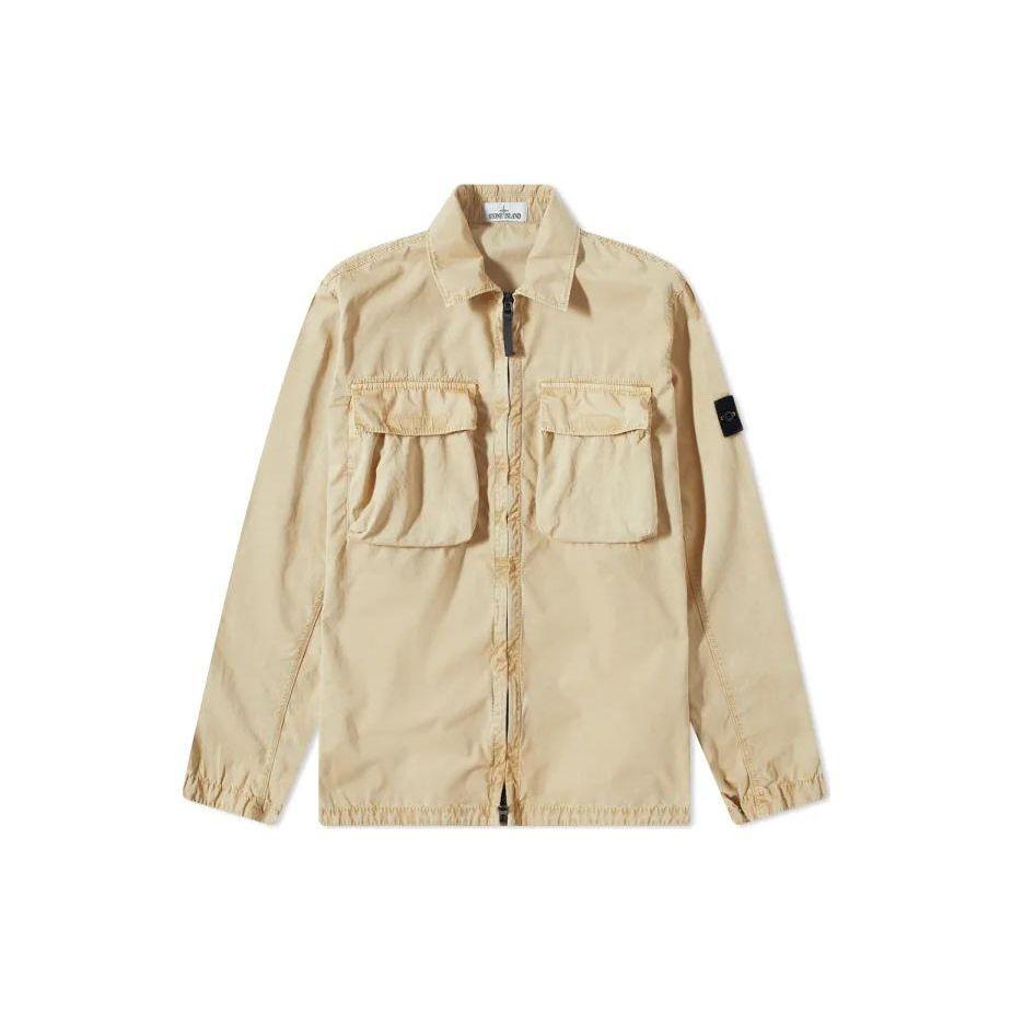 STONE ISLAND Ss22 Double Pocket Washed Long Sleeve Jacket Men Jackets Khaki 7615114WN-V0190