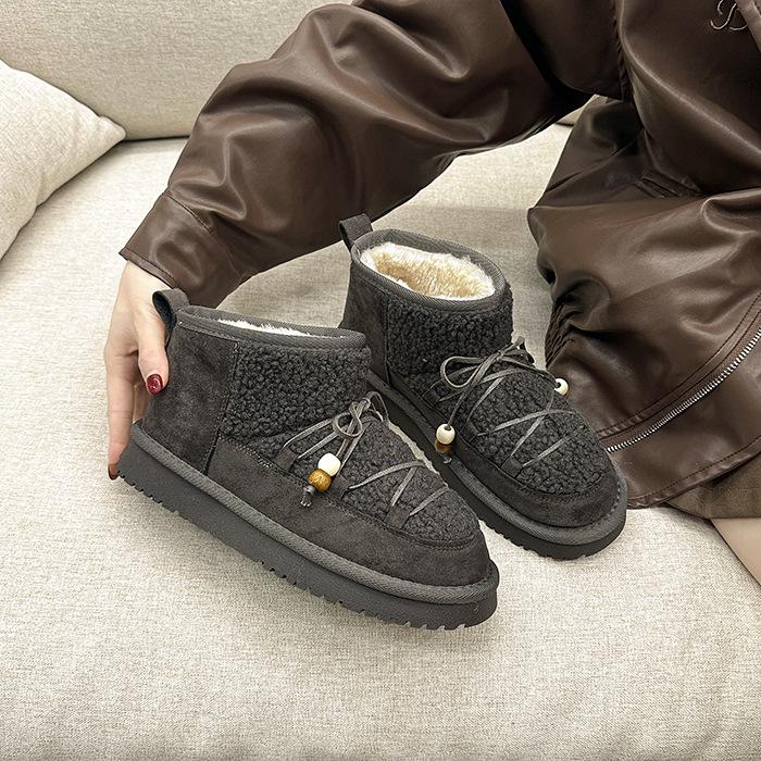 Thick-soled thickened snow boots for women's 2025 autumn new Northeast thick velvet warm foreign style versatile women's snow cotton shoes