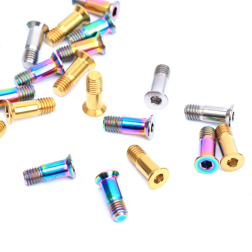 RISK 2PCS Titanium Bicycle Rear Derailleur Jockey Wheel Bolt for MTB Road Bike M5×14.2mm Bike Guide Roller Bolt Screw