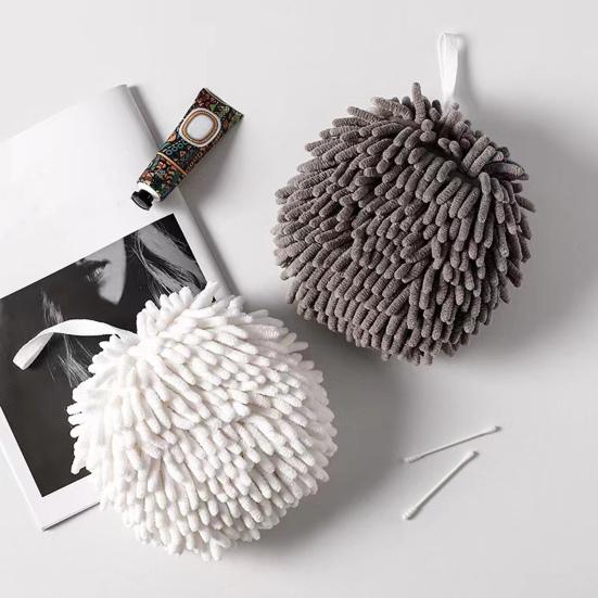 Chenille Hand Towel with Hanging Strap Highly Water Absorbent Soft Superfine Fiber