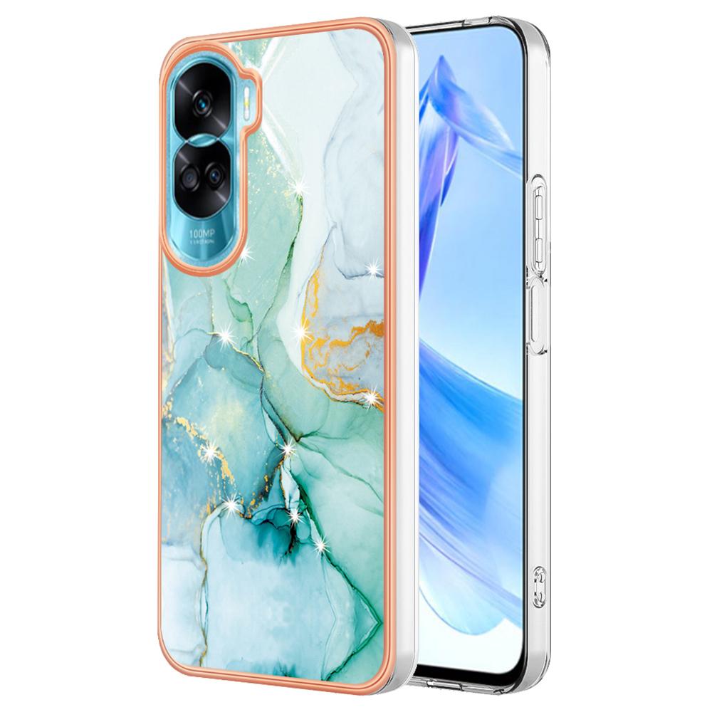 For Honor 90 Lite 5G/X50i 5G TPU Case with IMD Marble Pattern Electroplated Back Cover