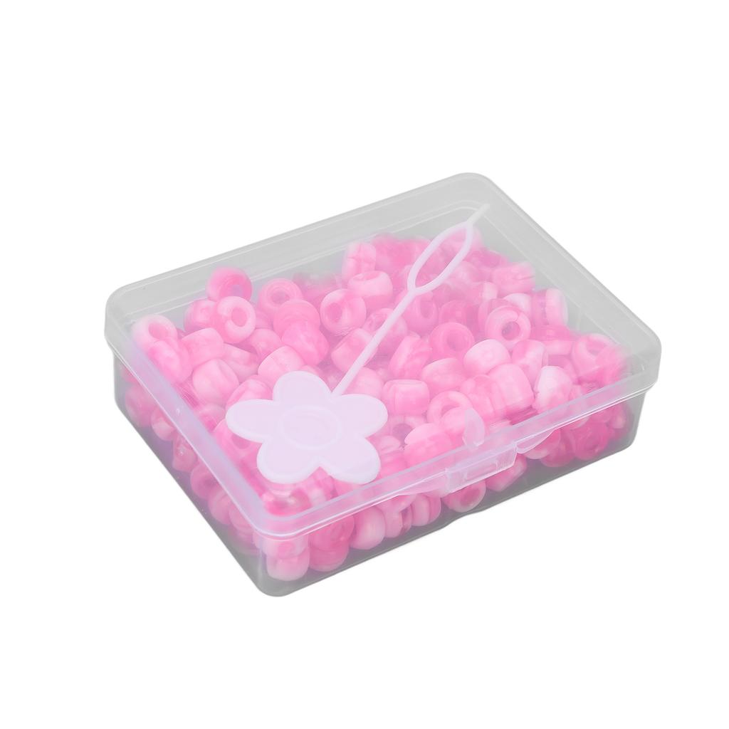 Pony Beads Kit Candy Color DIY Jewelry Making Beads Hair Beads for Bracelet Necklace Crafts MakingPink