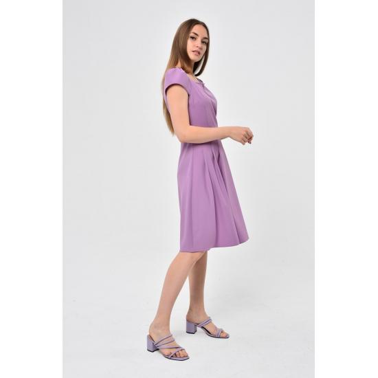 Women's Summer Pleat Detailed Short Sleeve Mini Dress