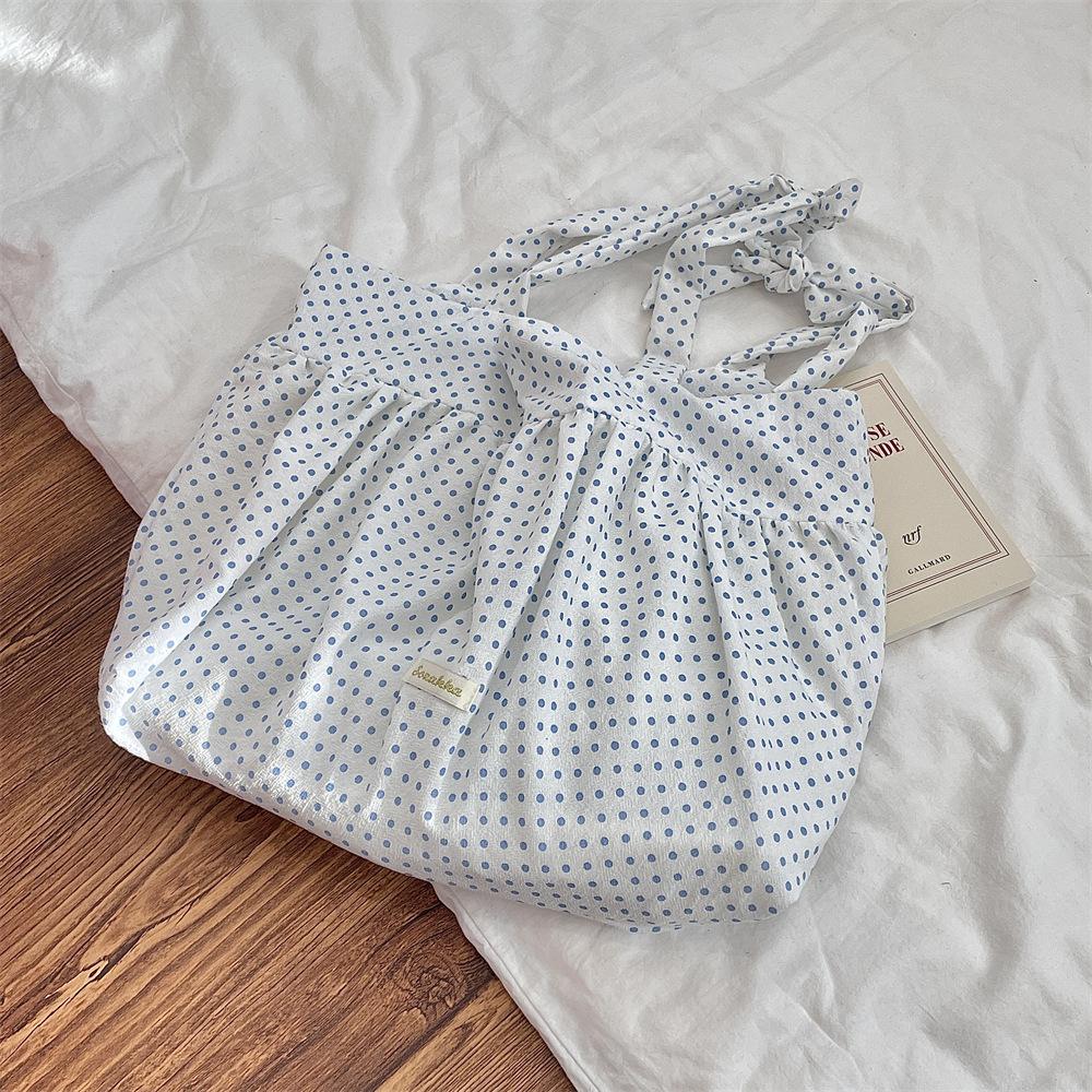 Lazy Style, Pleated Skirt, Lace Up Shoulder Bag, Large Capacity, Underarm Bag, Korean Style, Canvas Bag, New Bag