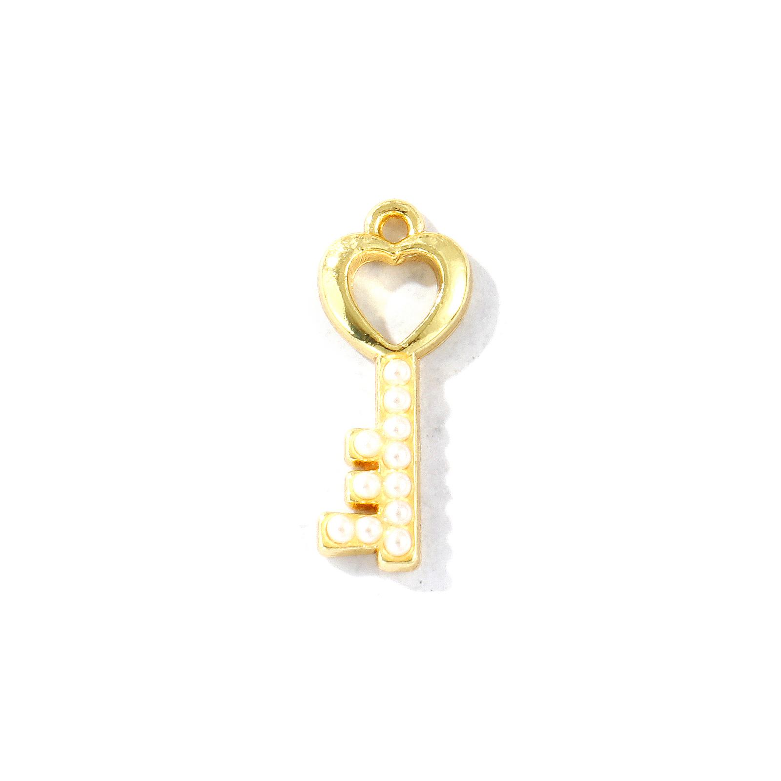 

2 Pcs Brass Valentine s Day Charms Multicolor Heart Key Acrylic Imitation Pearl Pendants For DIY Necklace Jewelry Making Finding