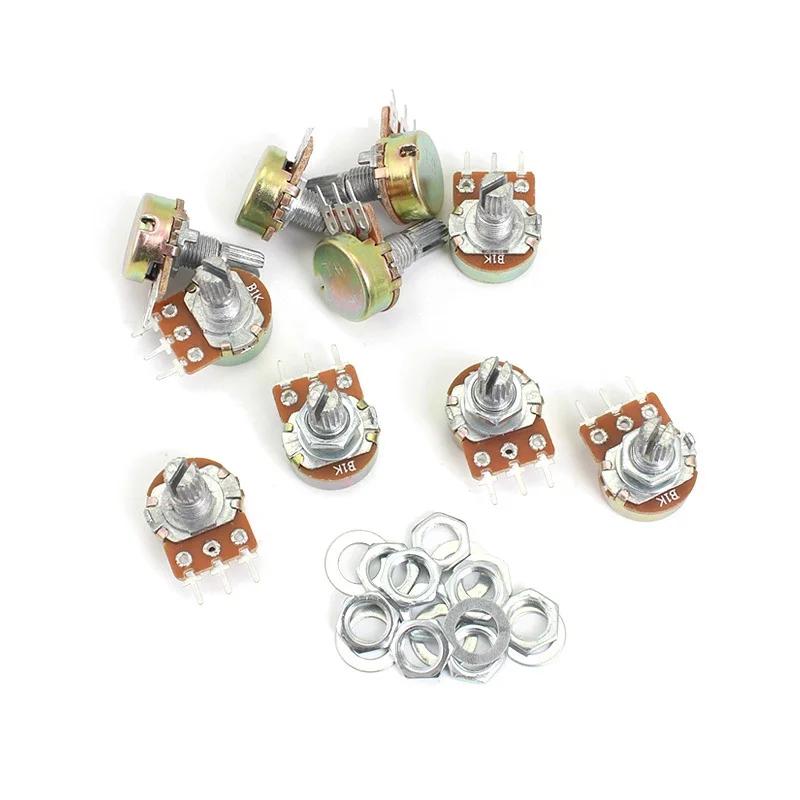 5/10PCS WH148 Linear Potentiometer 15mm 3pin Potentiometers Kit With Nuts And Washers 1K 2K 5K 10K 20K 50K 100K 250K 500K 1M