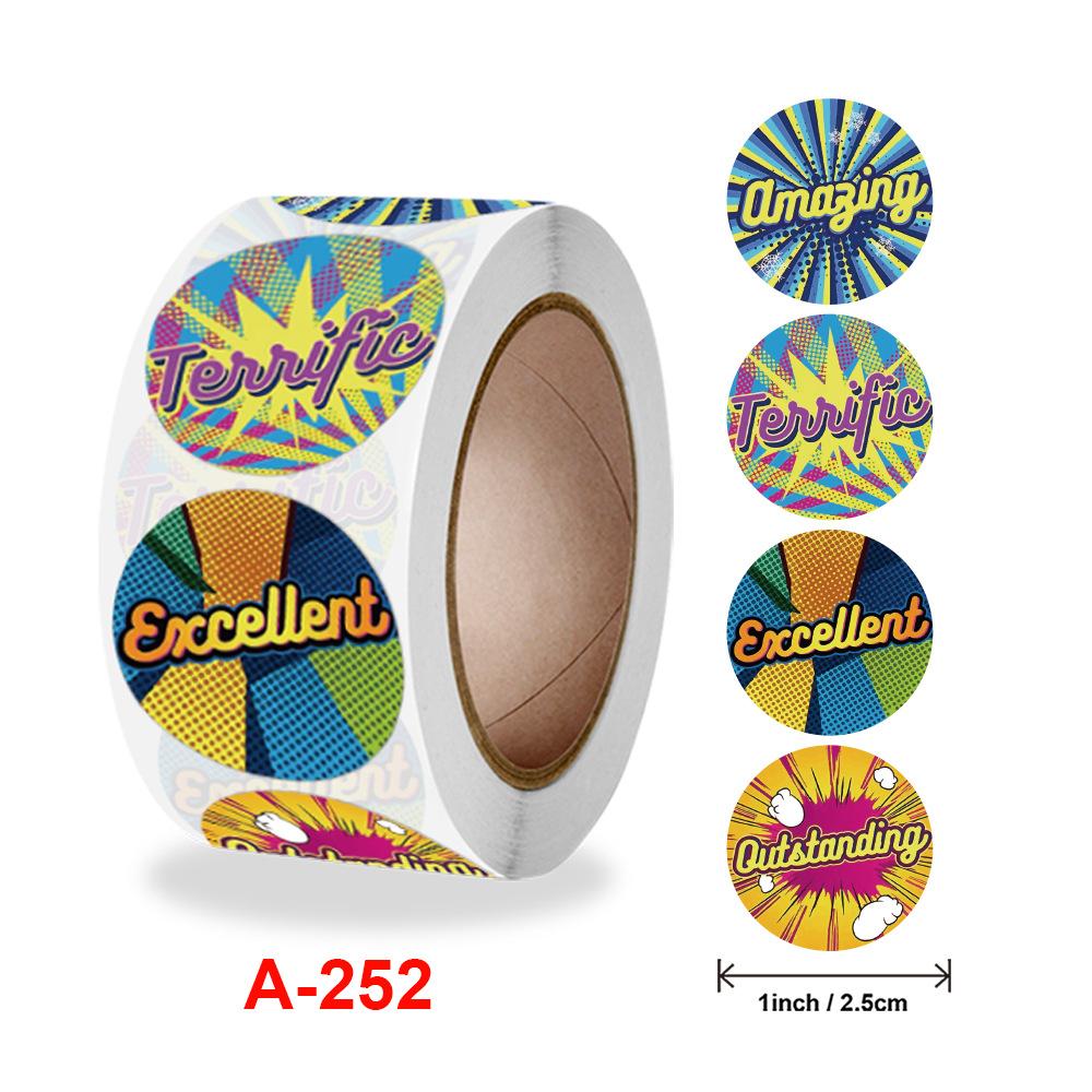 

500 Pcs Teachers Reward Motivational Stickers Roll for Kids Stationery Decoration Cute Animals English Cartoon Sticker Labels