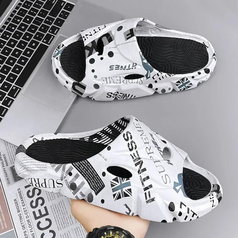 Fashion Men Casual EVA Soft Sole Slippers Trend Thick Platform Outdoor Beach Shoes Couple Indoor Home Slides Bathroom Non-slip Slides