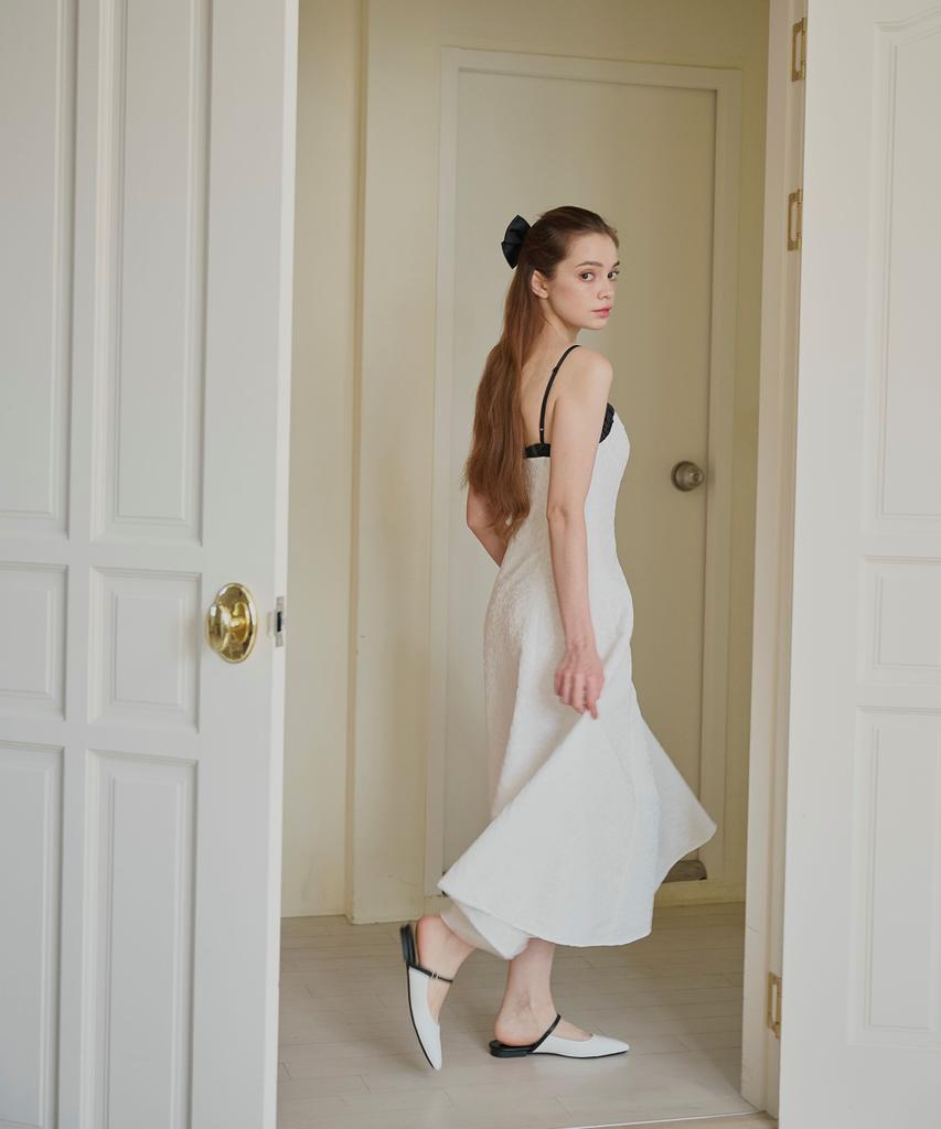 ALIENAR Satin Shirring Coloring Dress