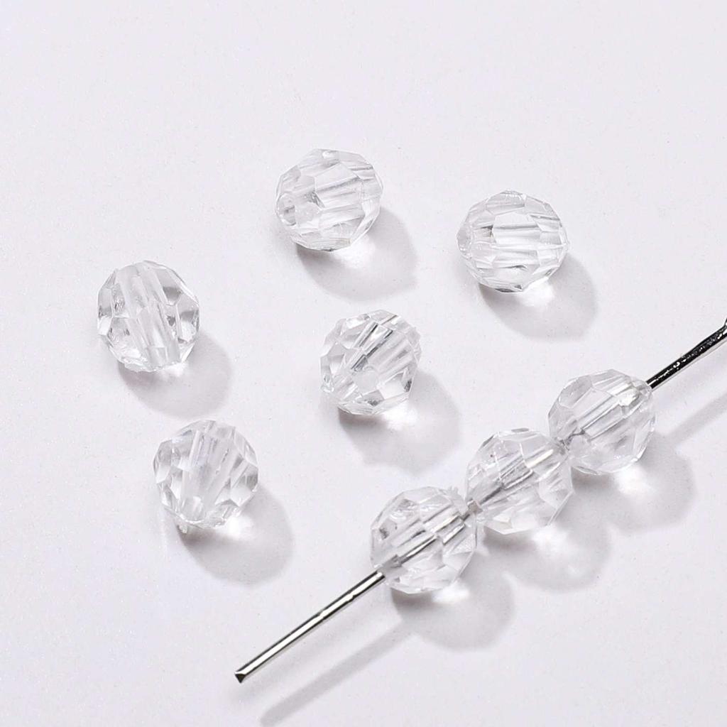 30-200Pcs Faceted Acrylic Beads Colorful Transparent Loose Spacer Beads for Jewelry Making DIY Accessories