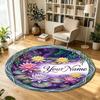 Fiori floreali (990) Tappeto Circolare in Velluto di Cristallo Personalizzabile con Nome e Testo Tappeto Morbido Rotondo per Pavimento per Decorazione Soggiorno Camera da Letto