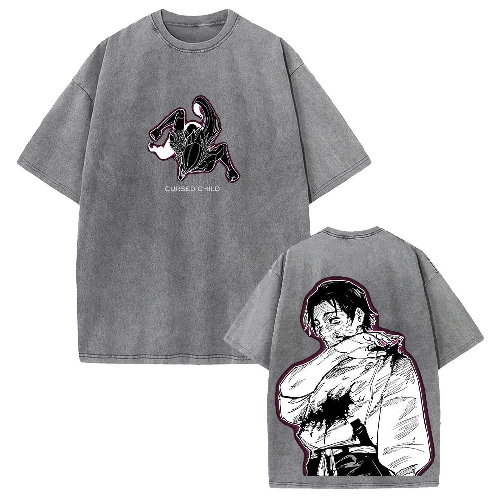 Anime Jujutsu Kaisen Okkotsu Yuta Graphic T Shirt Men Women Washed Cotton Tshirts Vintage Casual Loose Clothing Harajuku T-shirt