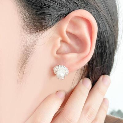 Nevado Silver Women's Earrings Rose Gold Shell Beach Mini