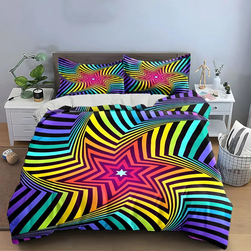 "Colorful Geometric Pattern Decor" Multiple sizes kid's and adults' bedroom Exquisite 3PC bedding set gift