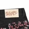 Gotyckie Szorty Jeansowe z Haftem Kwitnącej Wiśni Y2K Męskie Damskie Hip Hop Retro Czarne Luźne Szorty Niskie Spodnie za Kolano