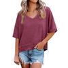 Women's V-Neck Short Sleeve Top Loose T-shirt
