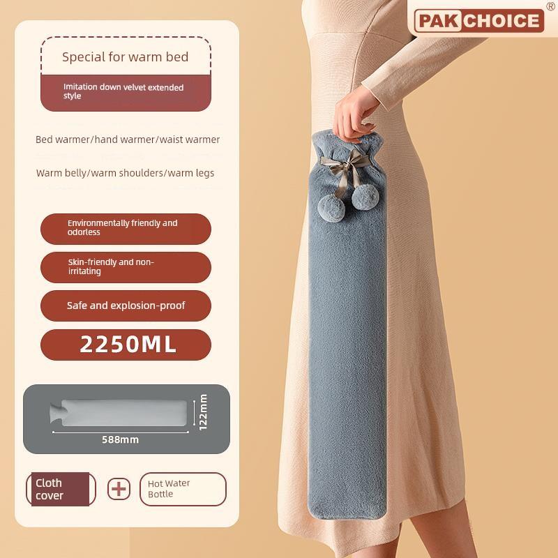 Hot Water Bottle 2025 New Model Long Strip Water-Filled Hot Water Bottle Large Plush Warming Bed Gadget Gift for Girls Foot Warmer Gadget