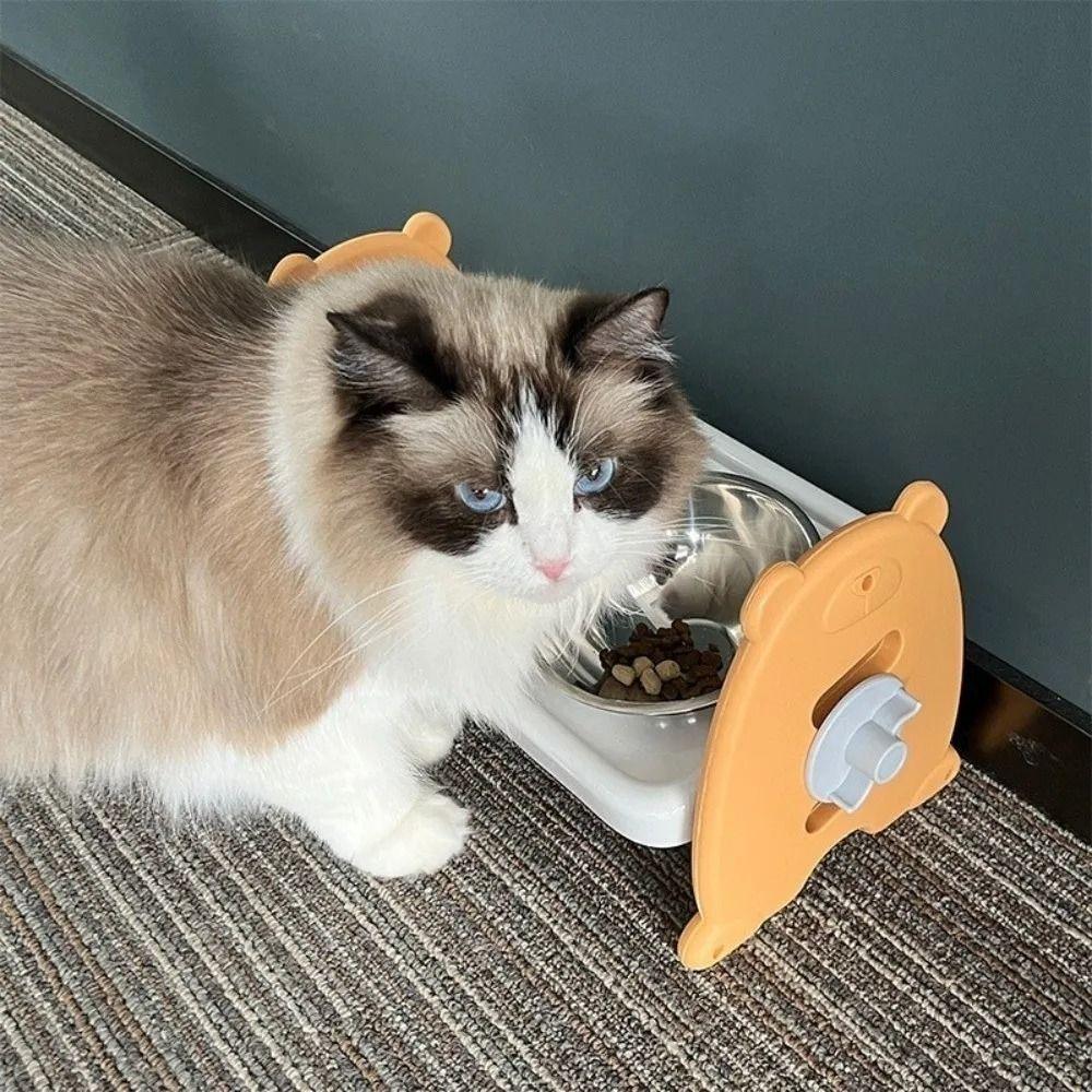 Double Bowls Pet High Footed Bowl 15 ° Slant Pet Water Feeder Container Household